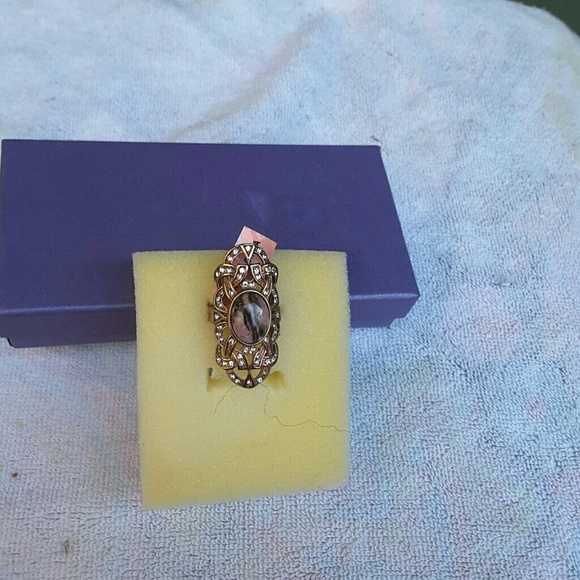 Ladies Rose Rhodocrosite Rhinestone Ring sz 8 - Picture 6 of 6